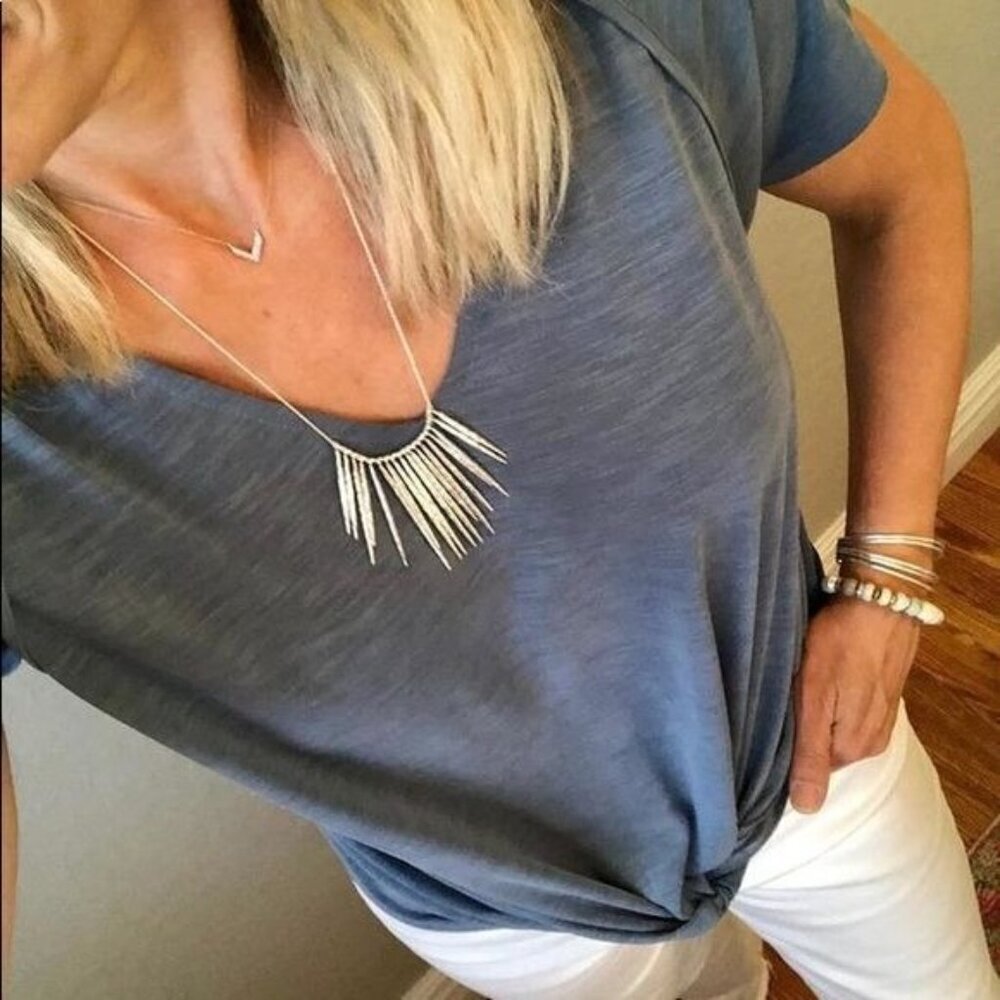 Stella & Dot Kari Fringe Necklace Silver Tone NWT - Picture 4 of 10